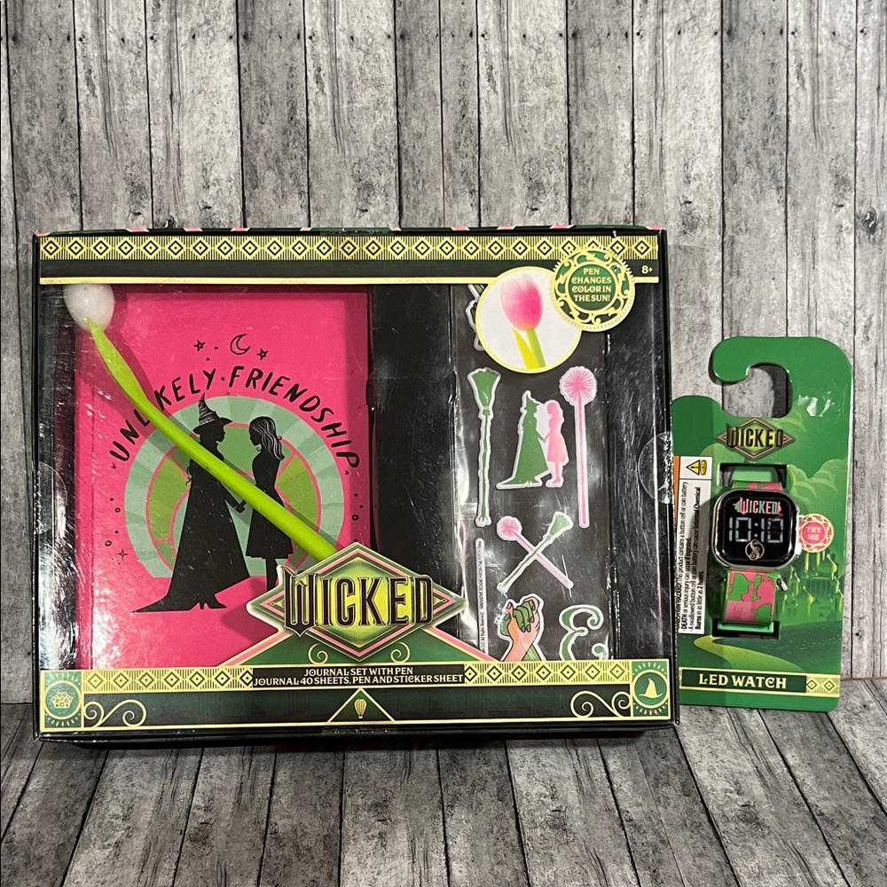Wicked Journal & LED Watch Set — Pink & Green